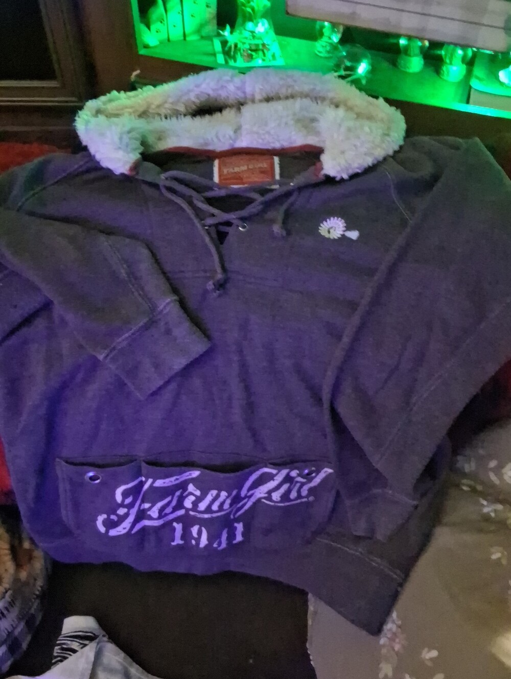 Fleece-Lined Hooded Pullover with Front Pocket
